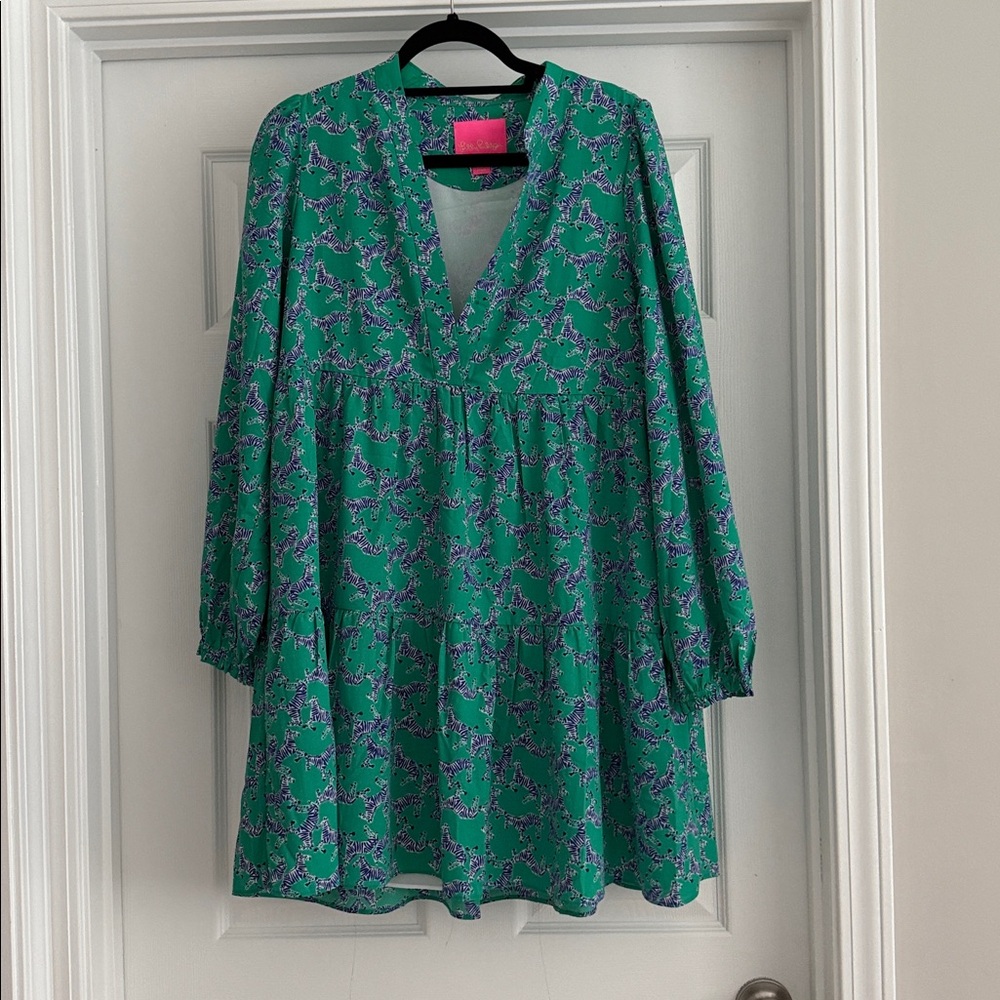Lilly Pulitzer Green and Purple Patterned Dress